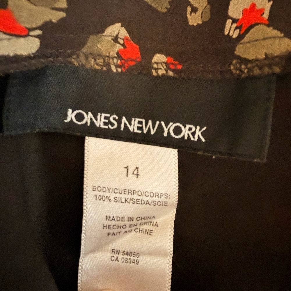 Vintage Jones New York Silk A-Line Midi Skirt Size 14 Boho Brown Patterned - Picture 9 of 9